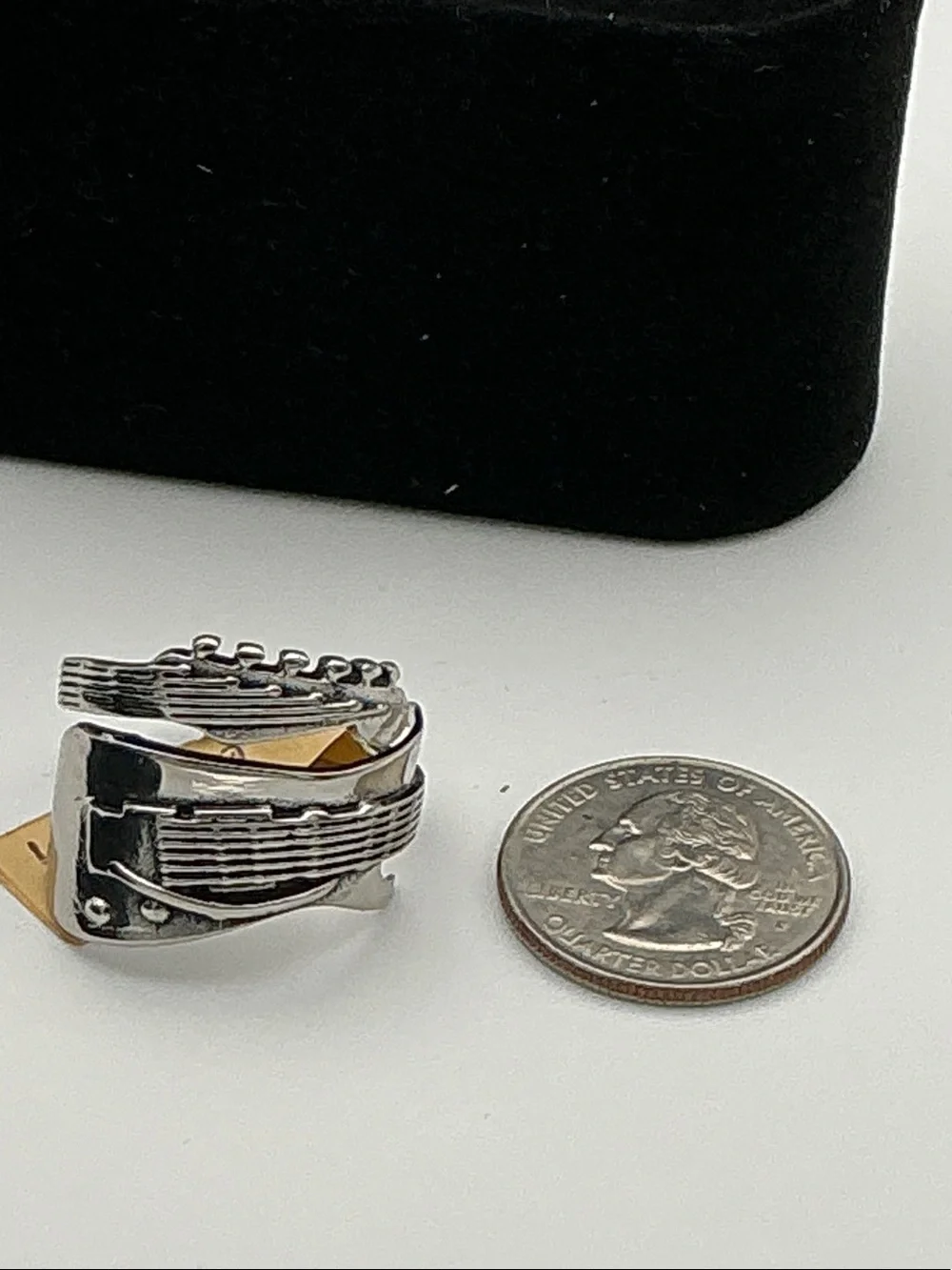 Men’s Polished Stainless Steel Guitar Ring